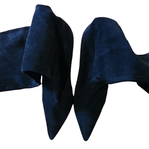 STUART WEITZMAN SUEDE KNEE HIGH POINTED TOE BOOTS BLACK 9.5 - Picture 3 of 10